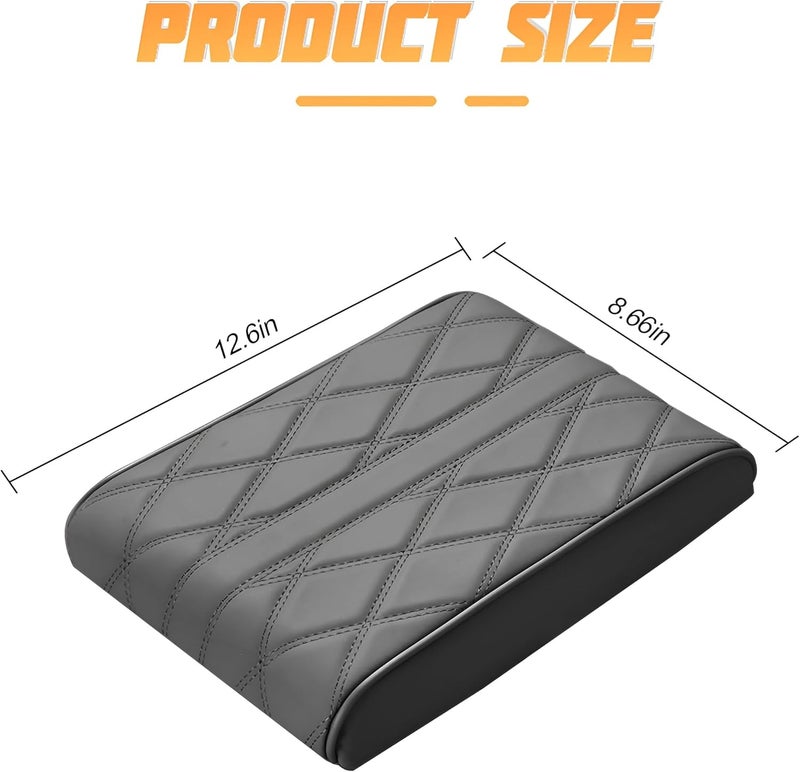 Mandark Car Center Console Cover, Soft Leather Memory Foam Automotive Armrest Seat Box Cushion Pad, Waterproof Comforable Vehicle Arm Rest Mat Accessories, Universal for RV, SUV, Truck (Gray) - Image 2